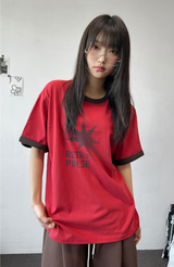 Lett Contrast Letter Tattoo Patch Short-Sleeve Tee 3color
