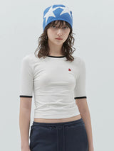 KIRSH PLAIN SLIM FIT RINGER T-SHIRT - WHITE