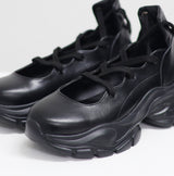 Plum Lace-up Strap Platform Sneakers