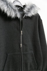 trimming fur hood zip-up(2colors)