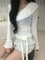 Rose pin + knit scarf