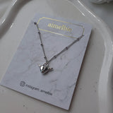 [チョ・ユリ, チュウ Necklace] エンジェリックハートロックレイヤードネックレス - Silver Color
