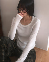 CooitスタッドUネック長袖Tシャツ