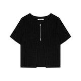 Two way Zip Cardigan Black