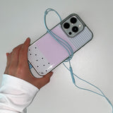 [MADE] [+MagSafe] ドッティ ストライプ フォンケース ピンク (glass silver bumper)