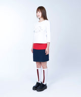フォールデッド カラーブロック スカート (navy)