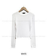 [U-BASIC] Soft Ribbed Round Crop Long Sleeve