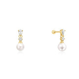 gold shell pearl drop barbell single piercing E070-15G