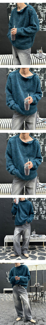 [Unisex] ウールヘアーボタンニット(3color)