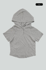 Let henley crop hoodie top