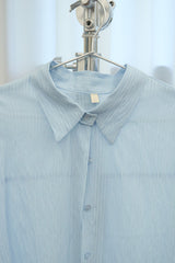 Sheer Button Down Loose Shirt (Sky Blue)