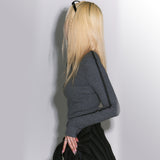 Line point knit top [gray]