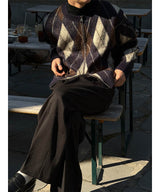 [Unisex] Argyle brush mohair cardigan(3color)