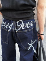 Esther Lettering Denim Pants 3C