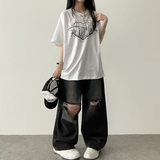 フェイスハートボクシーフィット半袖Tシャツ