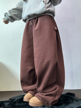 シープフリース🐑🧸スナップツーピンタックストリングバルーンワイドロングパンツ 🧸🩶🖤💚4カラー