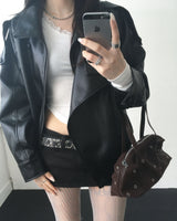 High neck leather jacket
