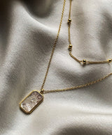 [Worn by IVE Ahn Yujin] Evil Eye Square Mother-of-Pearl 925 Silver Necklace N030-02G