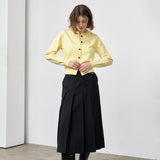 WOMAN ロゴ入りラウンドネック長袖カーディガン  [LEMON]