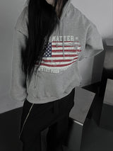 american flag overfit hood(unisex / fleece-lined)