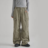 [Jerind] Pigment-Washed Panel Cargo Wide-Leg Pants (3 Colors)
