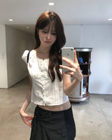 Belted wide skirt pants