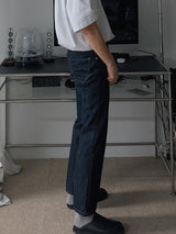 ASCLO Non Fade Slab Flare Denim Pants (2color)