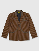 Circle Leather Patch Blazer (Brown Stripe)