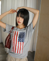 ヴィンテージアメリカンフラグペイントワンショルダーTシャツ