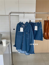 [SALE] デニムシャツスカートツーピースドレス