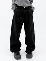 BASIC TWO TUCK BLACK DENIM