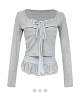 Jane Frill Top & Cardigan Set