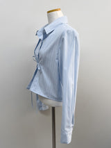 Ribbon Stripe Crop Shirt