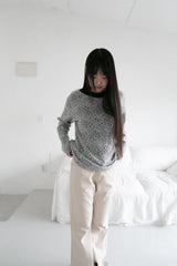 deep neck punching knit top(2colors)