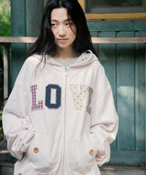 APPLIQUE LOVE ZIP UP HOODIE(CV2GFFM486A)