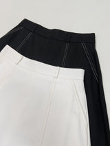 Stitched Cotton Flare Long Skirt