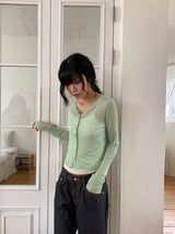 Siho Summer See-Through Tencel Cardigan