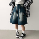IF Waist String Vintage Cargo Denim Bermuda Shorts
