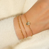 gold color block mother-of-pearl star 14k gold plating + 925 silver bracelet B067-03G