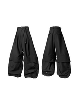 RELABEL Spatial Relationship (Cantilevered) Double-Layer Horizontal and Vertical Pleated Faux Two-Piece Loose Curved-Leg Trousers
