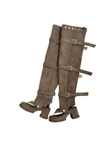 1203 Multiway Buckle Thigh-High Flip-flop Boots