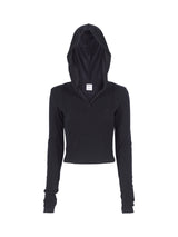 WARM CROP HOODIE_Black
