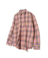 87-STAN079 レトロオーバーフィットポケット長袖チェックシャツ