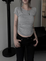 basic shirring short sleeve (2color)