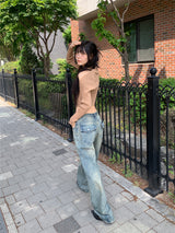 バックポケットワイドジーンズ