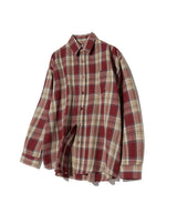 87-STAN074 Vintage Palm Tree OverFit Long Sleeve Check Shirt