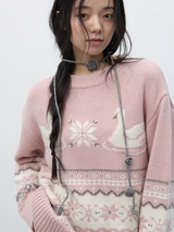 handmade knit flower strap - grey    
