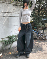 Benil Studded バルーンフィットウォッシングデニムロングパンツ