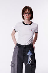 SMALL CHERRY RINGER T-SHIRT [WHITE]