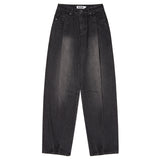 ウォッシングピンタックナッピングワイドフィットデニムパンツ[BLACK]